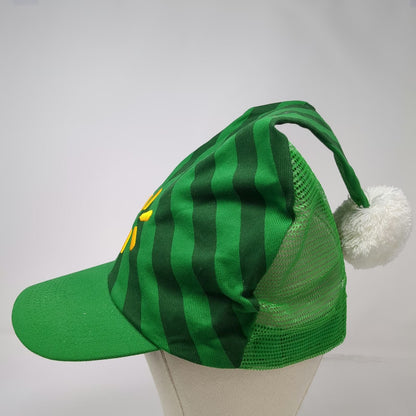 Walmart Trucker Green One Size Elf Pom Pom Striped Spark Logo Christmas Hat