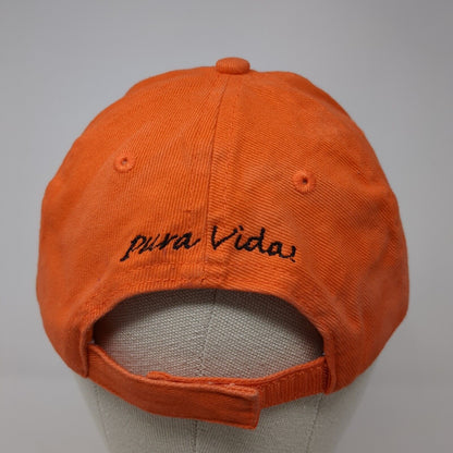 Costa Rica Pura Vida Strapback Hat Orange One Size Embroidered Morpho