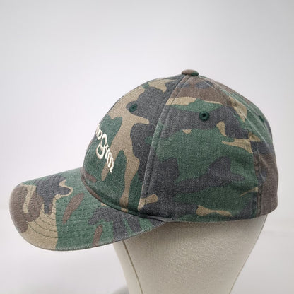 Flexfit Baseball Cap Green Camo XL Diamond Gym Logo Stretch Fit Woodland Hat