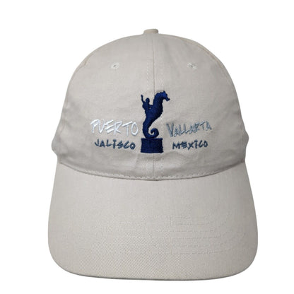Puerto Vallarta Strapback Hat Tan One Size Adjustable Embroidered