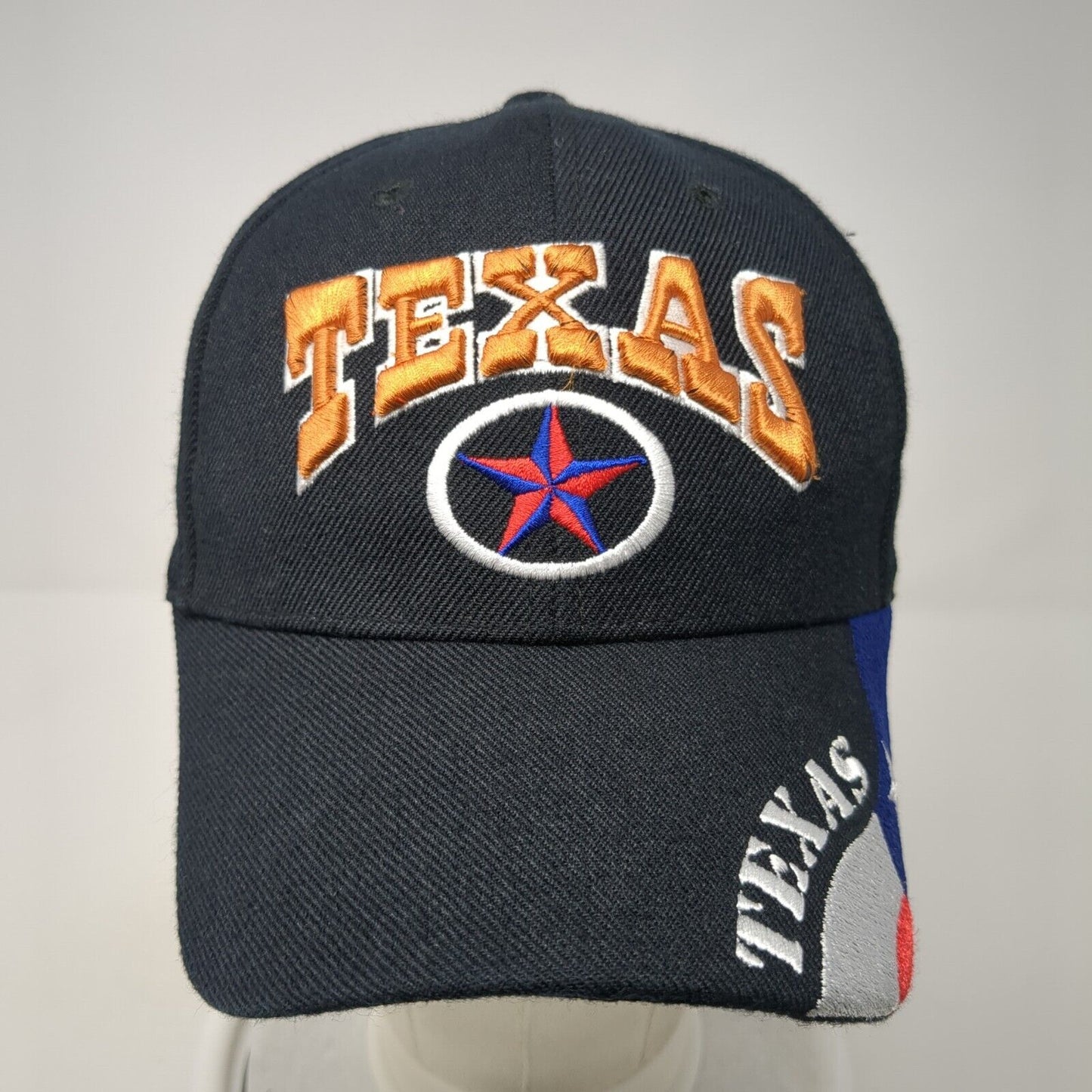 Texas Strapback Hat Black OS Adjustable Embroidered Patriotic Texas State Dallas