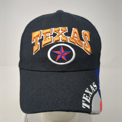 Texas Strapback Hat Black OS Adjustable Embroidered Patriotic Texas State Dallas