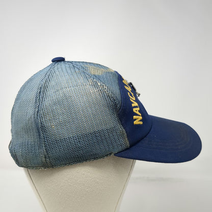Blue Trucker Hat One Size NAVCAMS WESTPAC Guam US Navy Eagle Rank Pin Mesh Snap