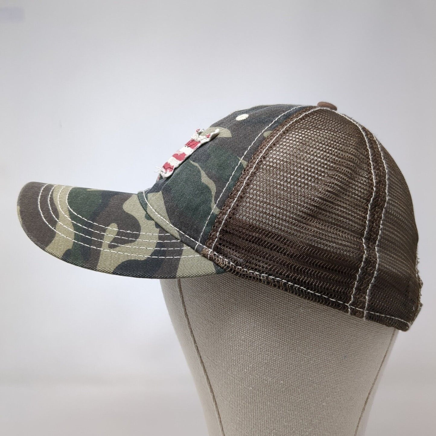 Home USA Flag Patch Strapback Trucker Hat Camo One Size Mesh Back