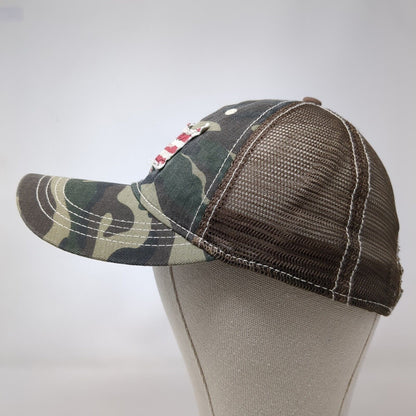 Home USA Flag Patch Strapback Trucker Hat Camo One Size Mesh Back