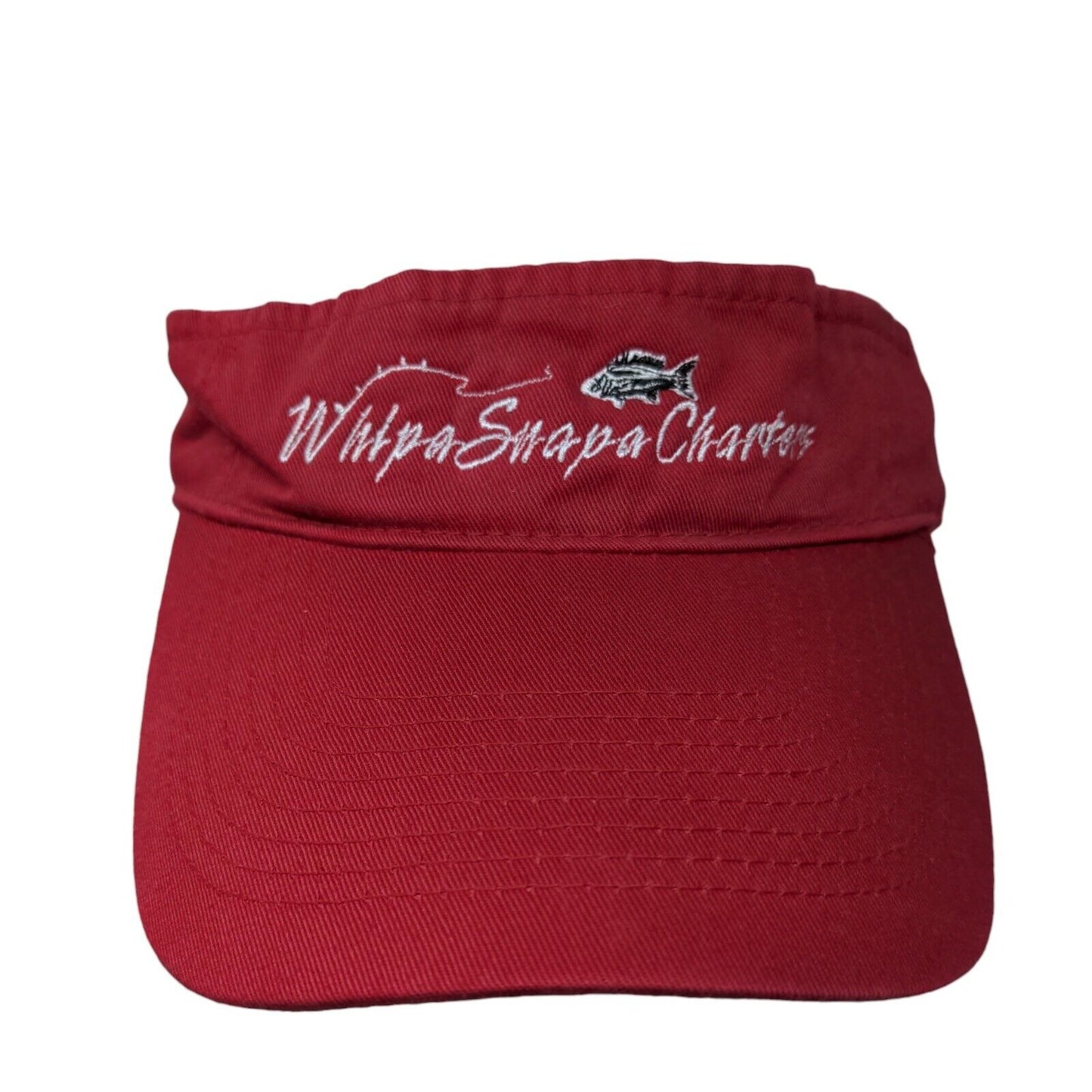 Whipa Snapa Charters Strapback Sun Visor Hat Red One Size Port & Company