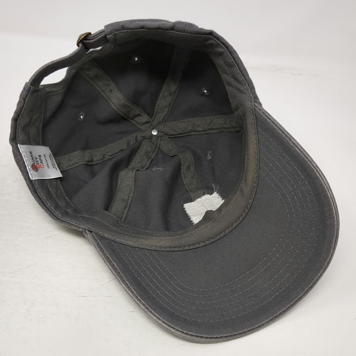 Quake City Caps Baseball Cap Gray One Size Slideback Hat Intuit Est 1983 Patch