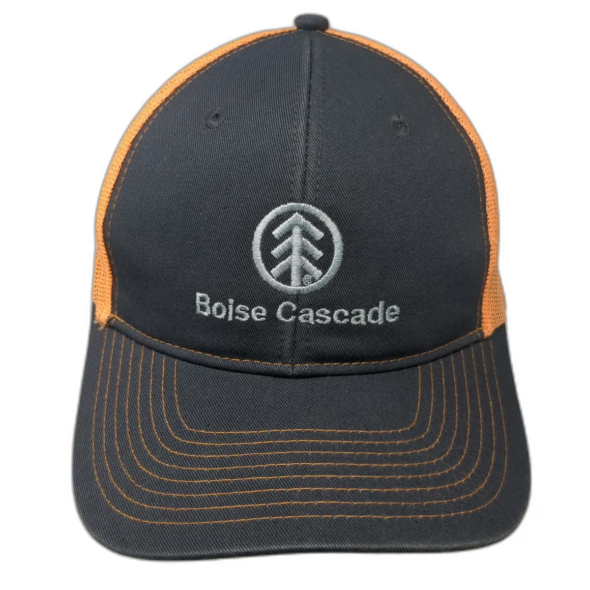 Port Authority Boise Cascade Gray Orange One Size Trucker Hat Mesh Snapback Logo