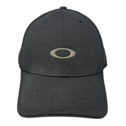 Oakley Baseball Cap Black XL A-Flex Stretch Fit Polyester Curved Brim Sport Hat
