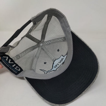 Avid Snapback Mesh Back Trucker Hat Gray OSFM Embroidered Fishing Hook