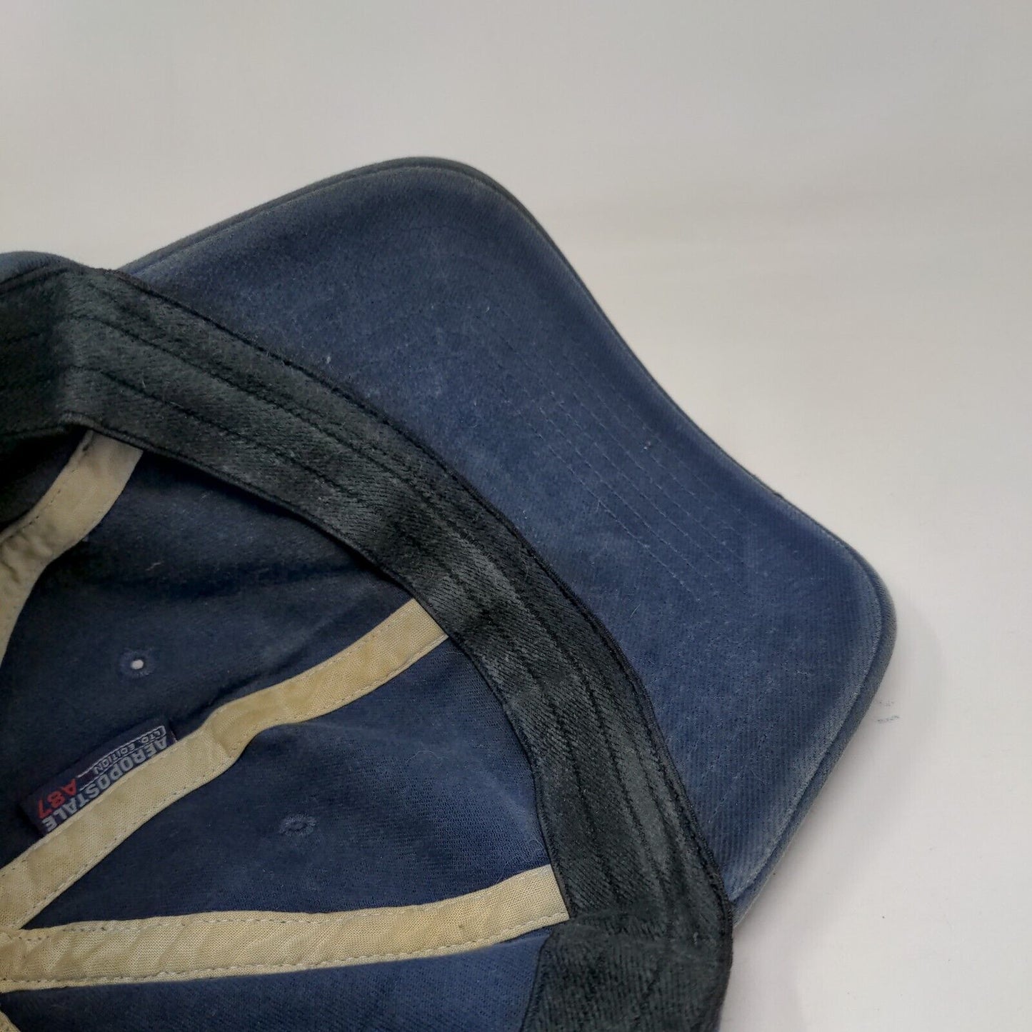 Aeropostale 87 Fitted Hat Blue Large/XL Solid 6 Panel Vent Holes