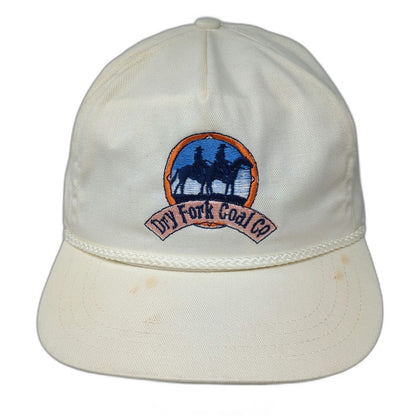 Jan-Mar Dry Fork Coal Co 5 Panel Beige Hat Horse Rider Rope USA Made Vintage