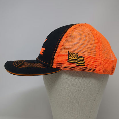 Warne Trucker Hat Black Orange One Size American Flag Mesh Contrast Stitching