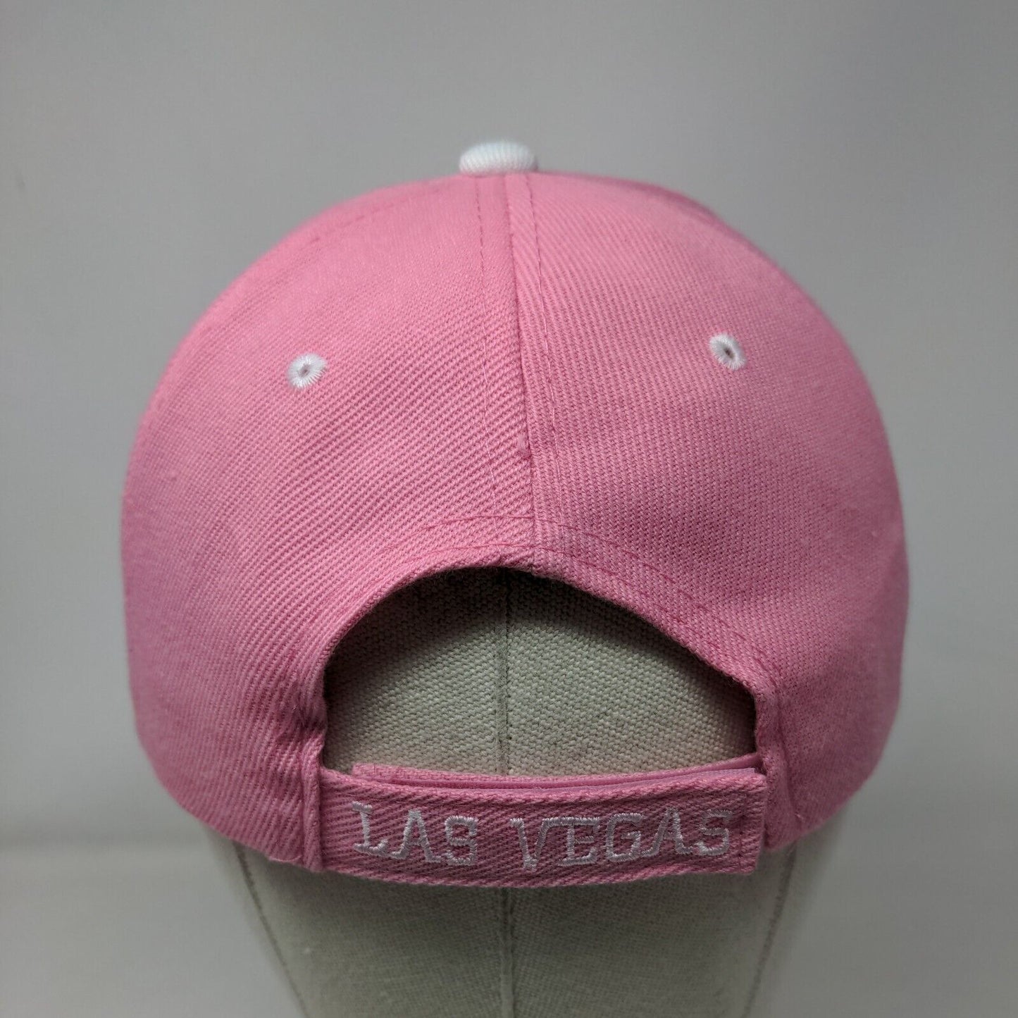 Las Vegas Strapback Hat Pink One Size Embroidered Vent Holes 6 Panel