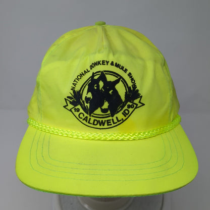 National Donkey & Mule Show Caldwell ID 1990 Snapback Hat Green OS Rope Sportcap