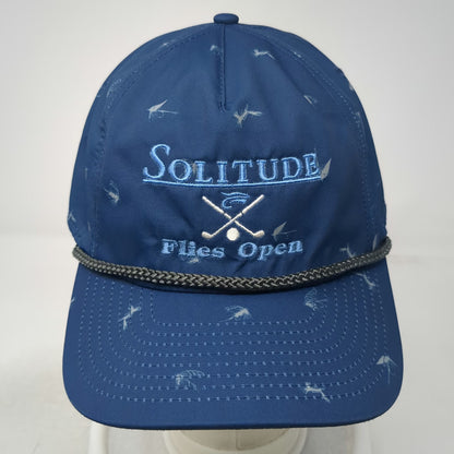 Imperial 5 Panel Blue OSFM Hat Solitude Flies Open Fifth Major Golf Rope Strap