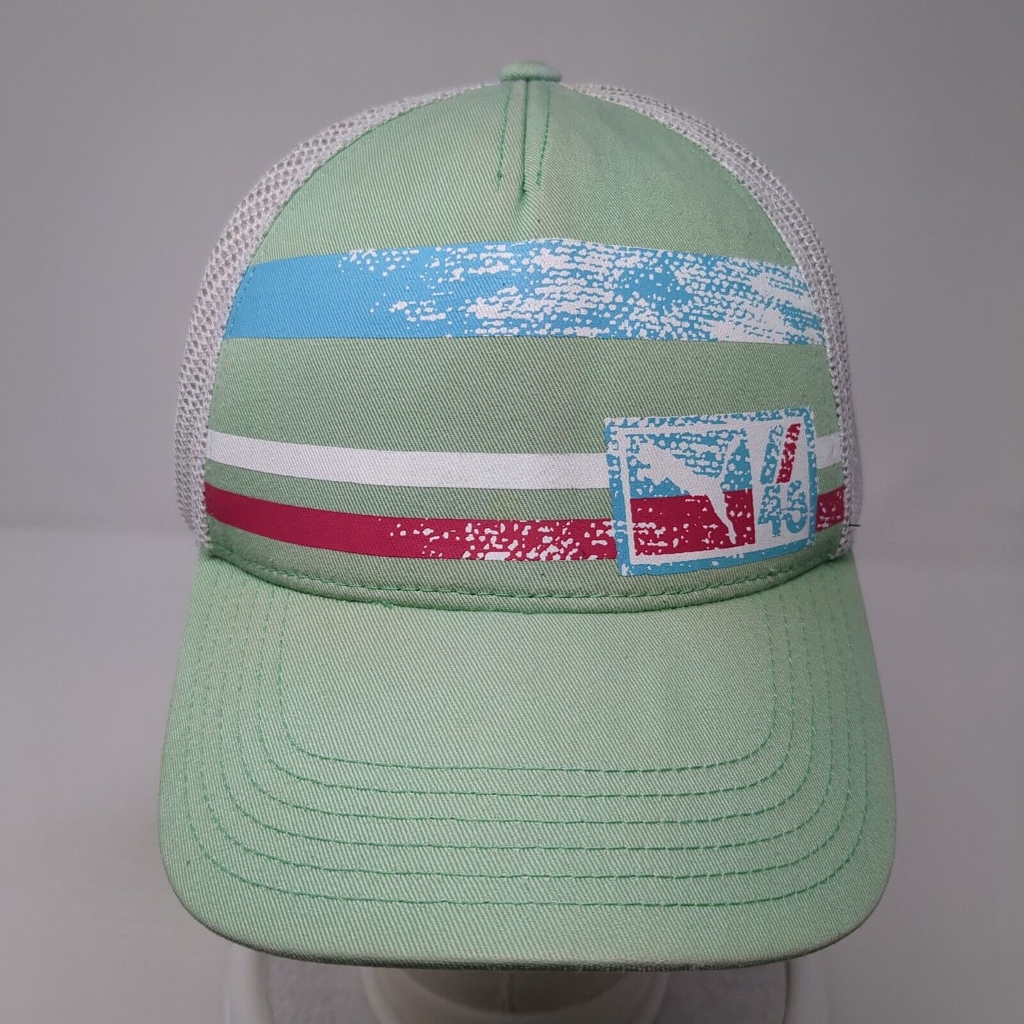 PUMA Snapback Trucker Hat Green One Size Adjustable Striped Mesh Back