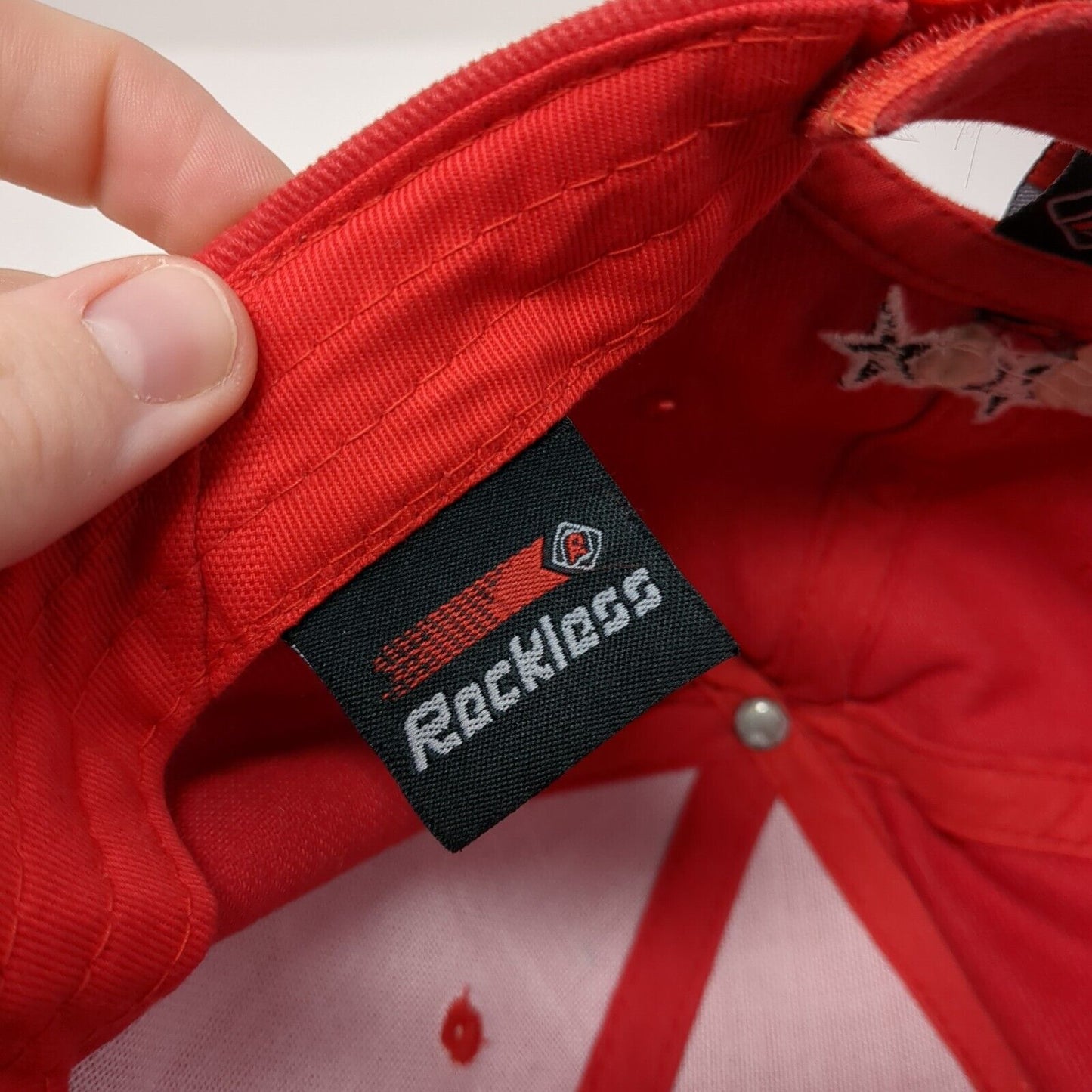 Reckless Classic Strapback Hat Red One Size Rhinestone Embroidered