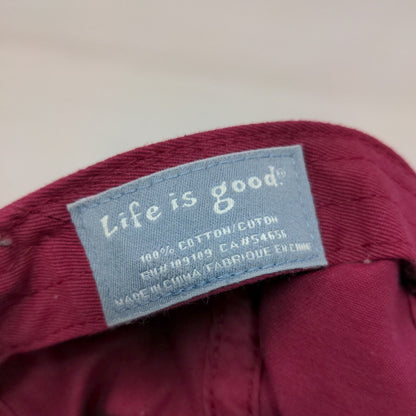 Life is Good Women's Slideback Hat Red Adjustable Embroidered Logo 100% Cotton