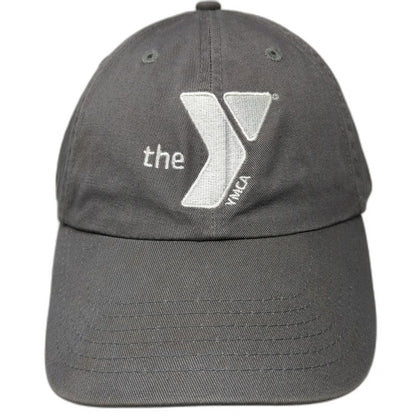 Baseball Cap Gray One Size YMCA Logo Adjustable Slideback Cotton Twill Hat