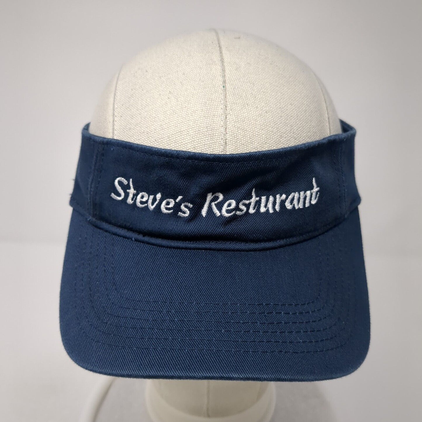Steve's Resturant Strapback Sun Visor Hat Blue One Size Adjustable Big X