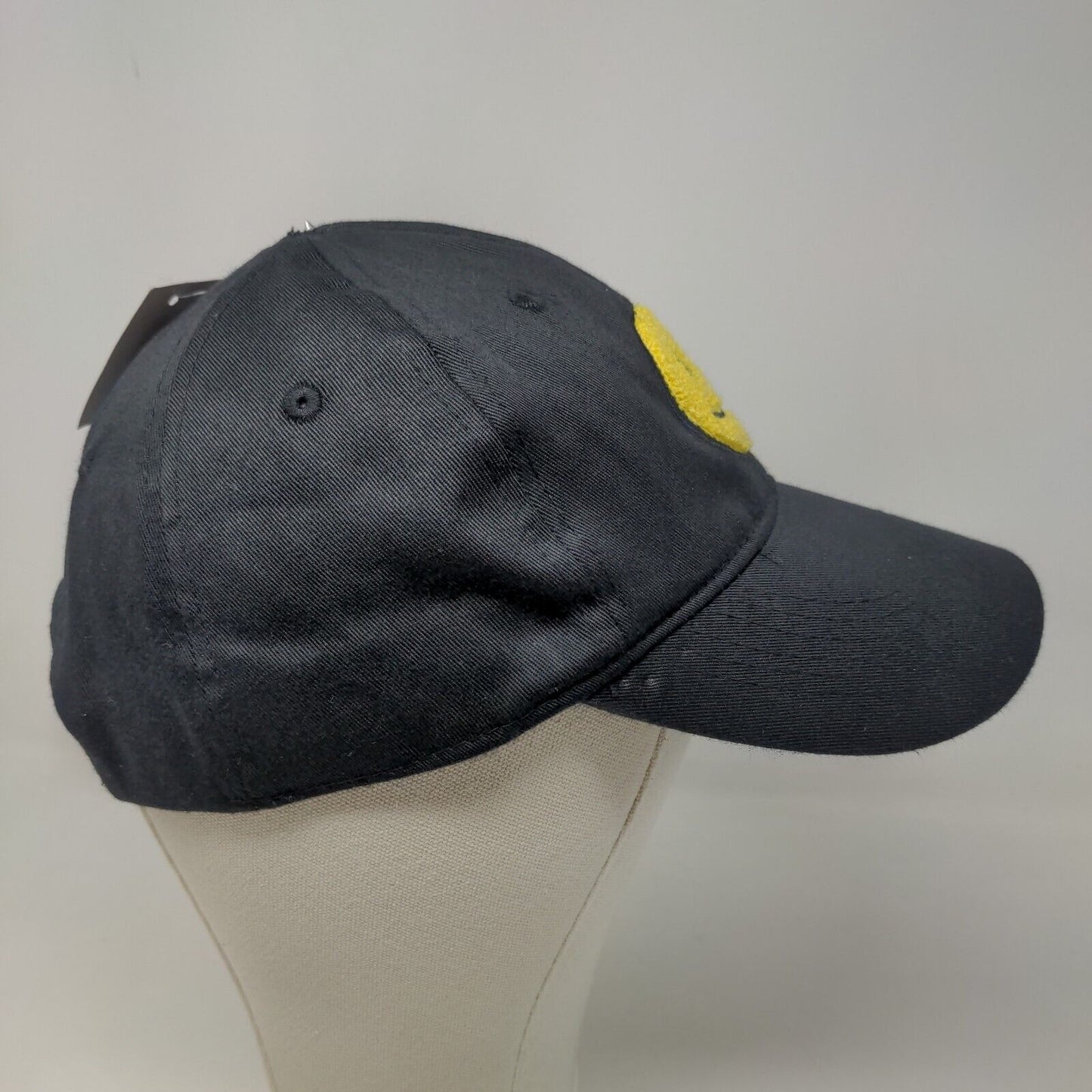 Unbranded Men's Strapback Hat Black Adjustable Fuzzy Smiley Face Logo