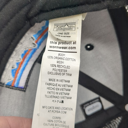 Patagonia Snapback Trucker Hat Black One Size Mesh Back Embroidered