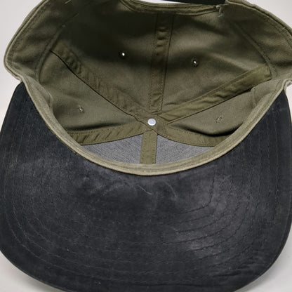 Vans Snapback Green Black One Size Flat Brim 3D Logo Two Tone 6 Panel Cotton Hat
