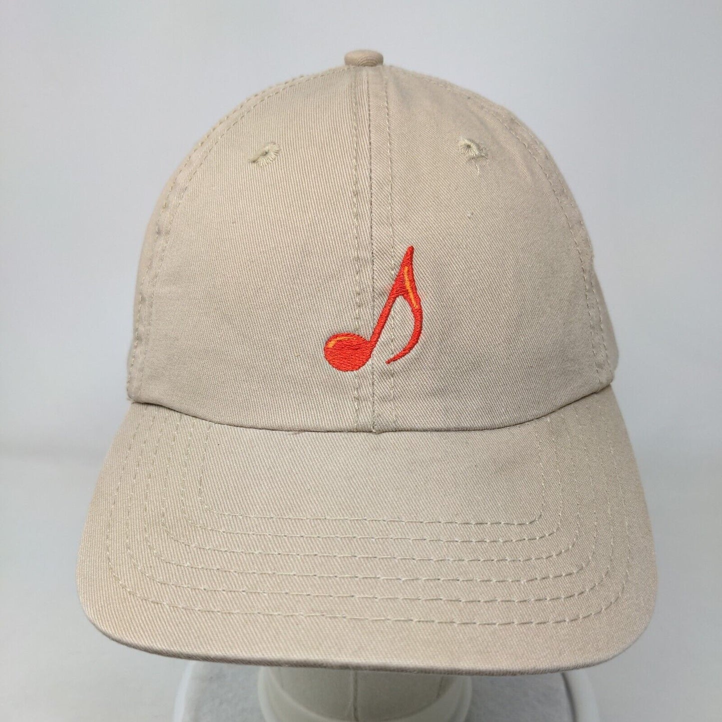 Music City Strapback Hat Tan OSFM Adjustable Embroidered 6 Panel Cotton Otto