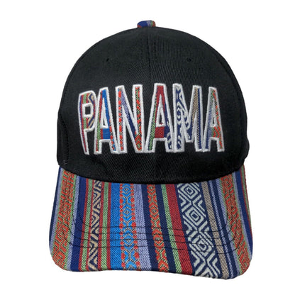 Panama Strapback Hat Multi One Size Embroidered Striped Adjustable