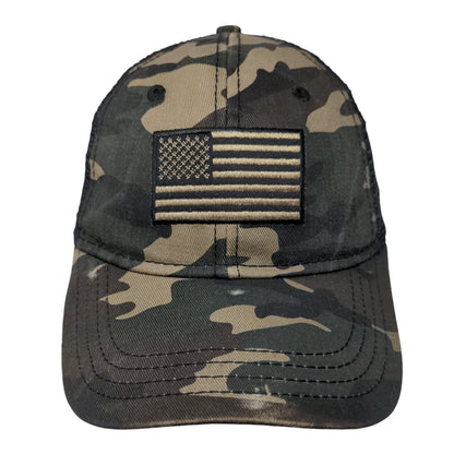 American Flag Patch Snapback Mesh Back Trucker Hat Camouflage One Size