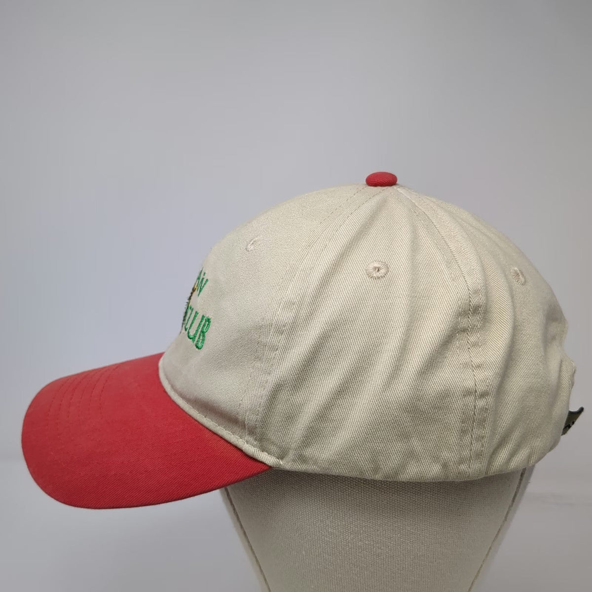 Pacific Headwear Baseball Cap Beige Red One Size Canaan Country Club Golf Hat