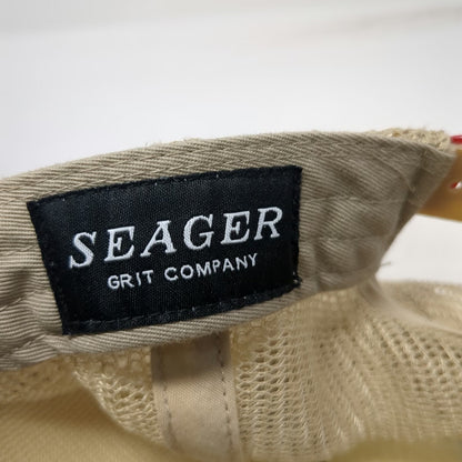 Seager Trucker Hat Green Beige One Size Mesh Snapback Fishing Club Patch