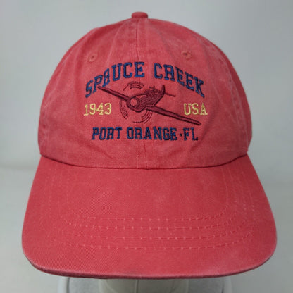 Spruce Creek Port Orange FL Strapback Hat Red One Size Embroidered