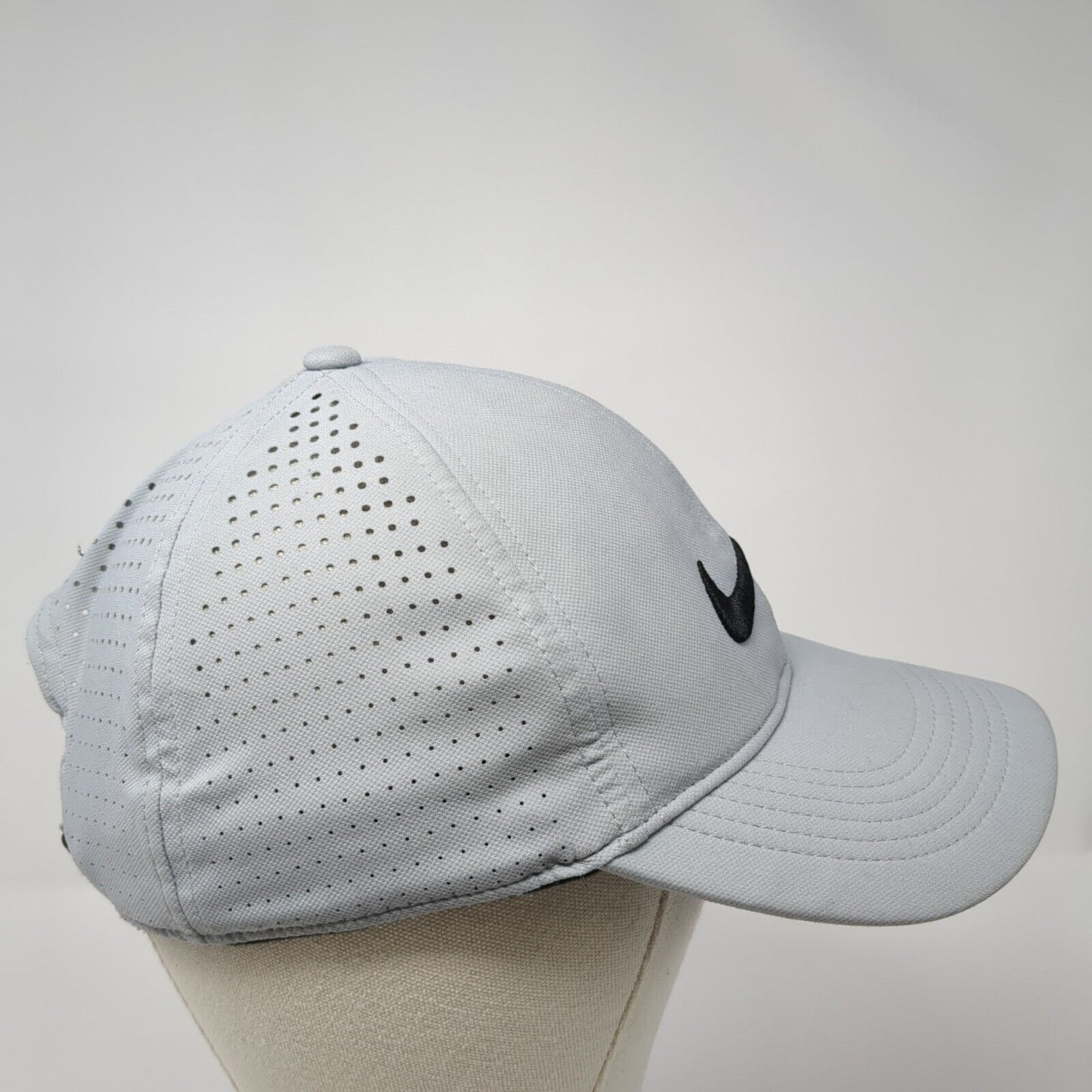 Nike Golf Strapback Hat Gray One Size Adjustable Swoosh Laser Cut