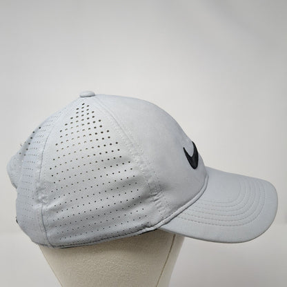 Nike Golf Strapback Hat Gray One Size Adjustable Swoosh Laser Cut