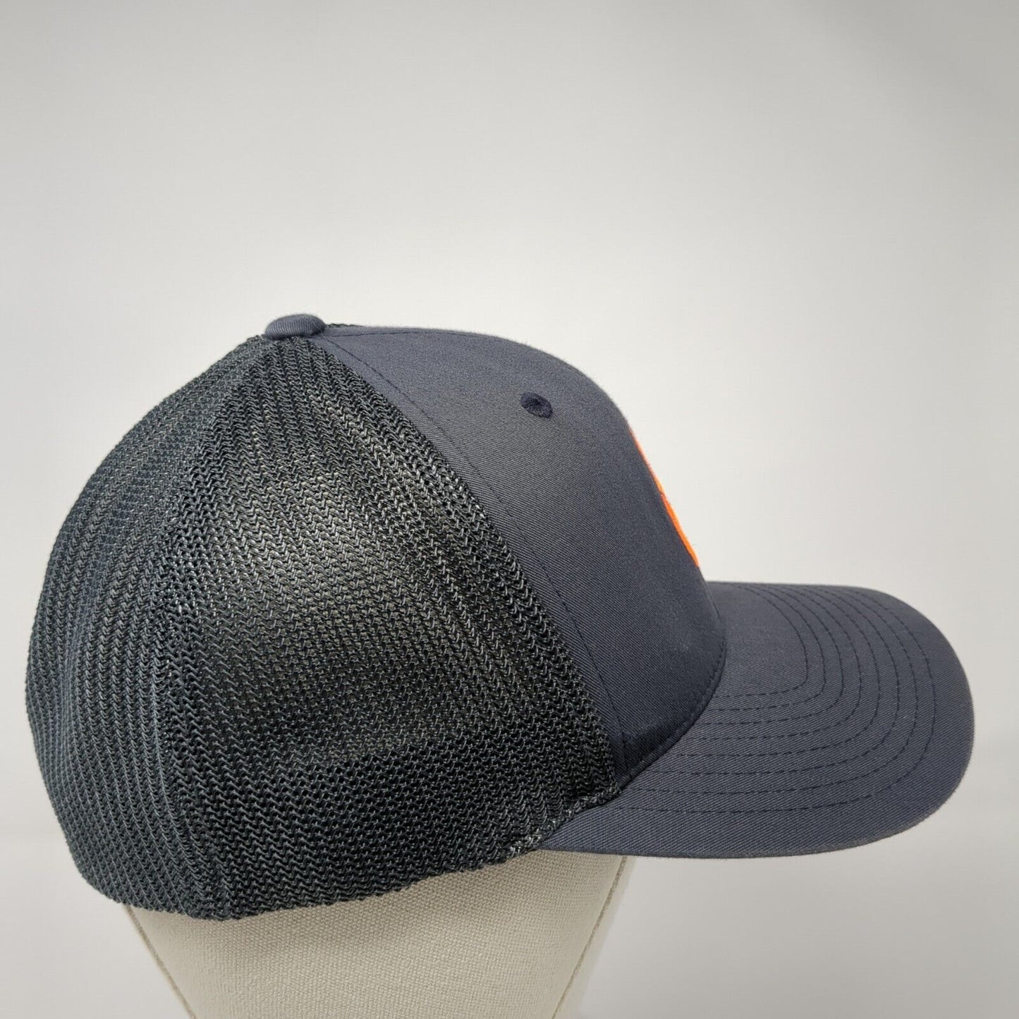 Port Authority Fitted Mesh Back Trucker Hat Gray L/XL Flexfit Logo