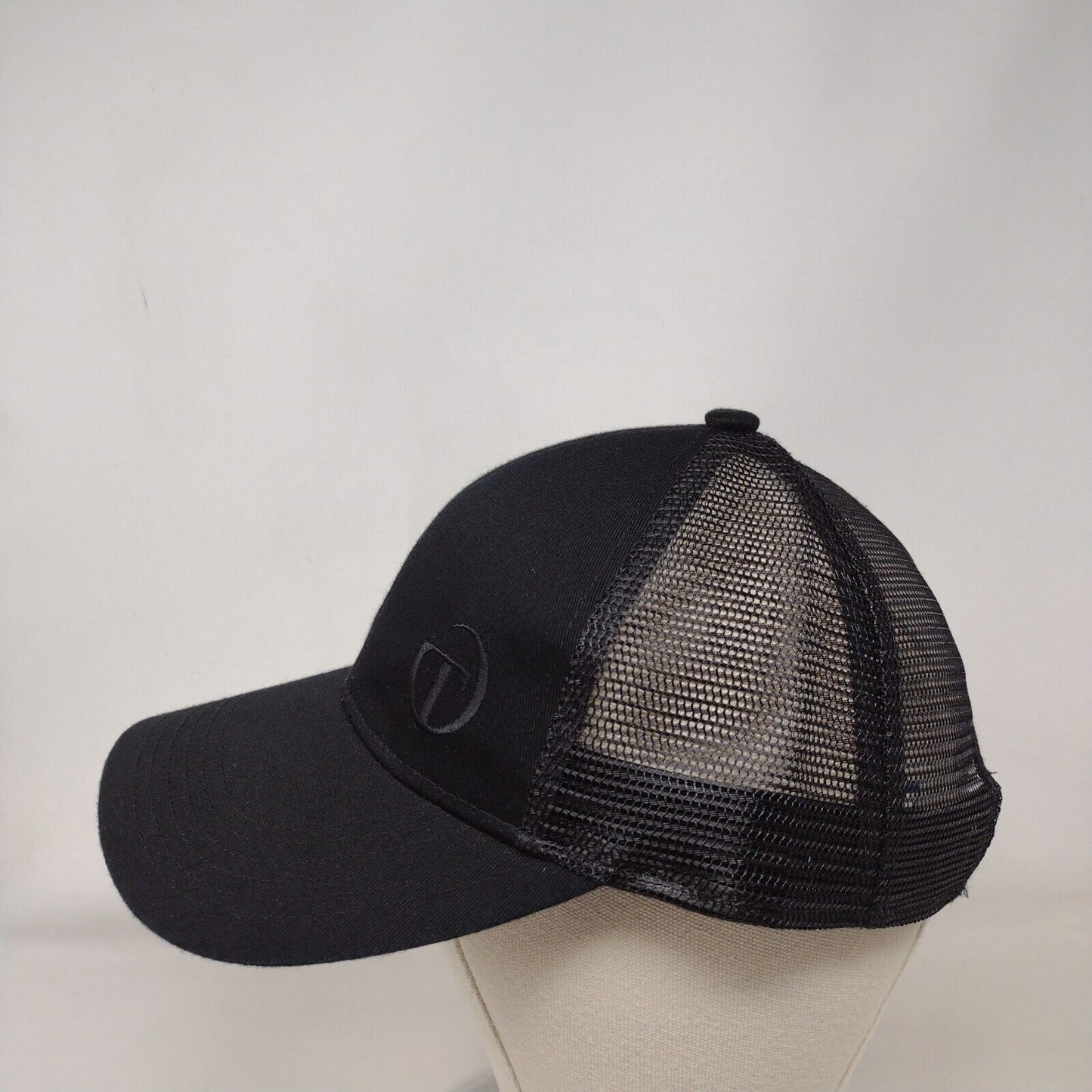 Port Authority Strapback Trucker Hat Black One Size Adjustable Mesh Back 6 Panel