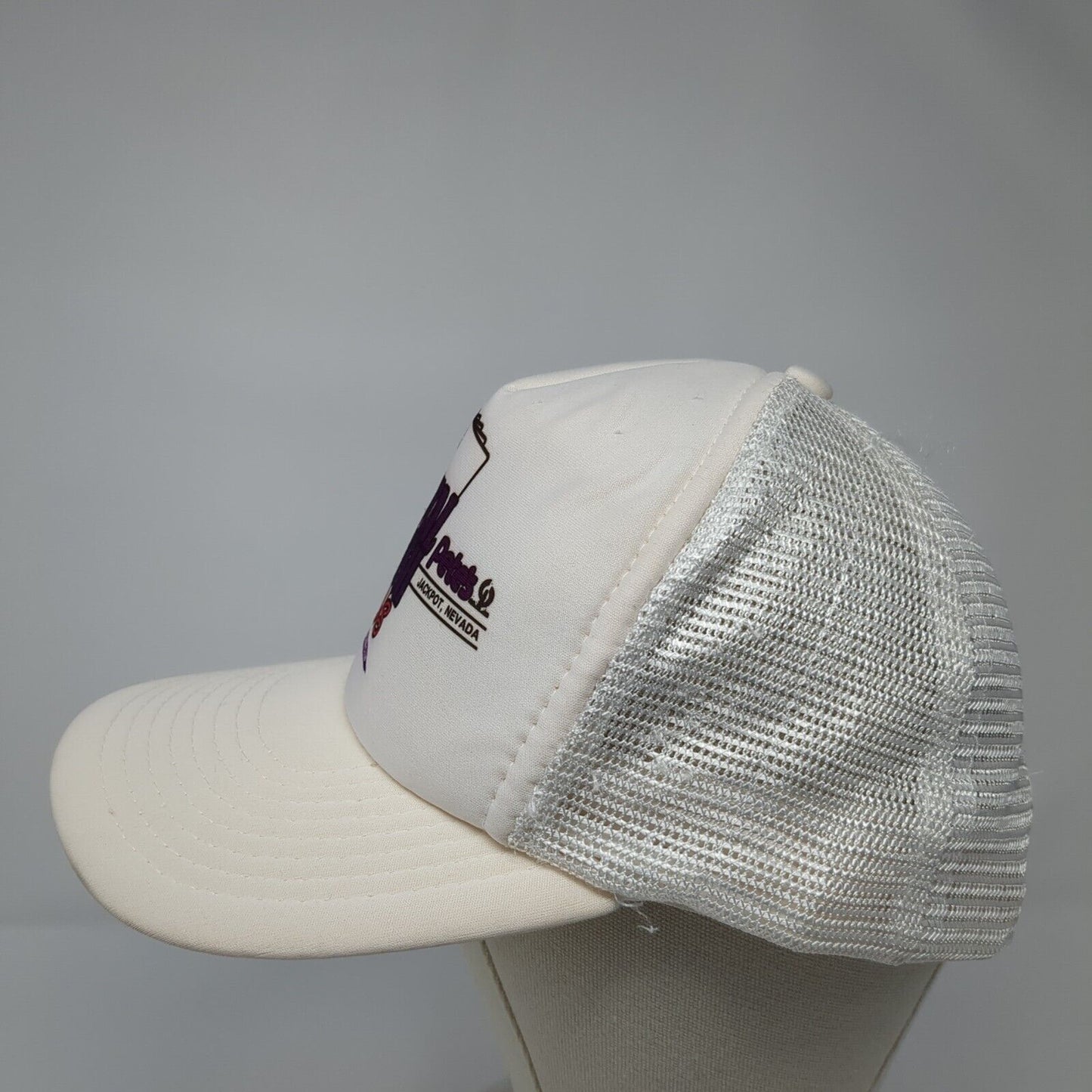 Cactus Pete's Royal Flush Plus Snapback Trucker Hat White Cream OS Mesh Back