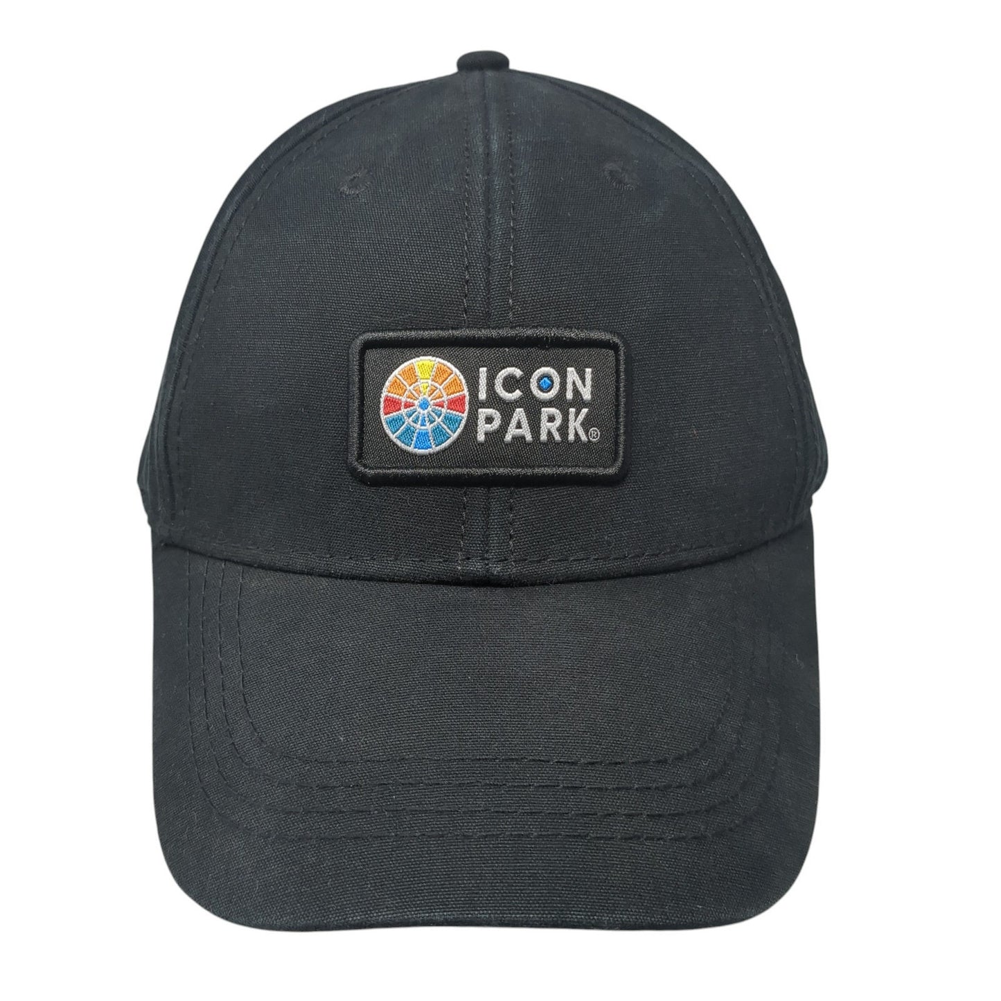 Icon Park Strapback Baseball Cap Black One Size Adjustable Embroidered 6 Panel