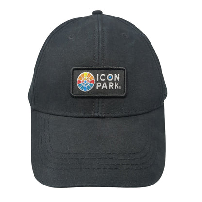 Icon Park Strapback Baseball Cap Black One Size Adjustable Embroidered 6 Panel