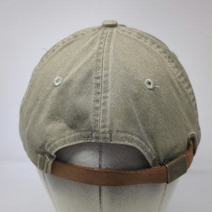 Falcon Baseball Cap Beige Green One Size Leather Strapback Eptam Logo Hat