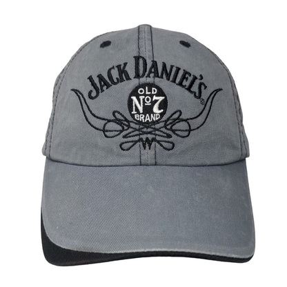 Jack Daniel's Old No. 7 Whiskey Brand Slideback Hat Gray One Size Leather Strap