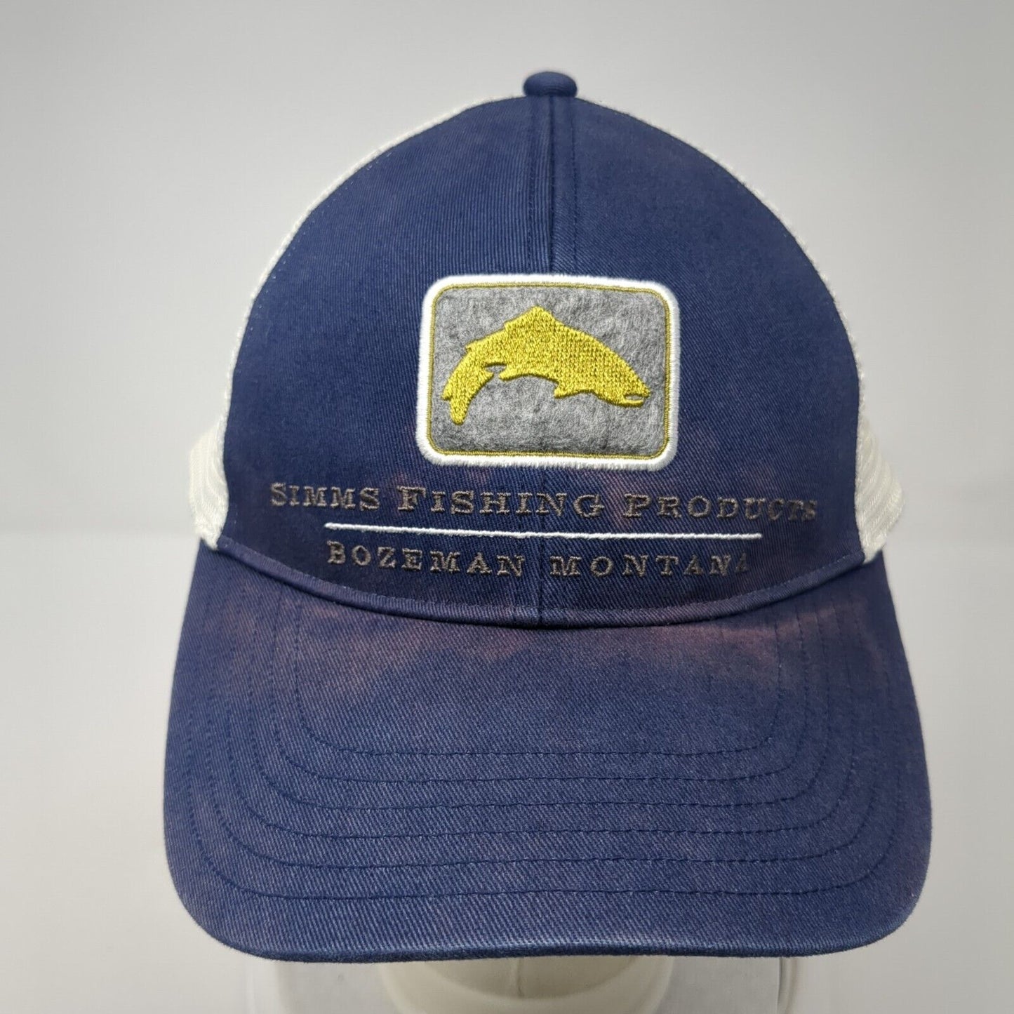 Simms Fishing Products Bozeman Montana Snapback Trucker Hat Blue OS Mesh Back