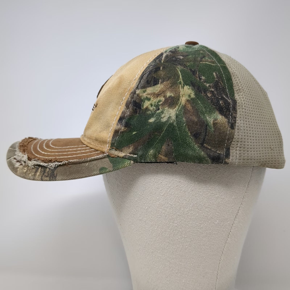 Paramount Outdoors Baseball Cap Beige Brown M Realtree Camo Mesh Distressed Hat