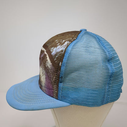 I/D/E/A inc. Trucker Hat Blue Rainbow Trout Fish Graphic Snapback USA Vintage