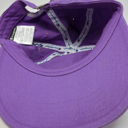 Champion 5 Panel Purple Hat One Size Cotton Script Logo Slideback Adjustable