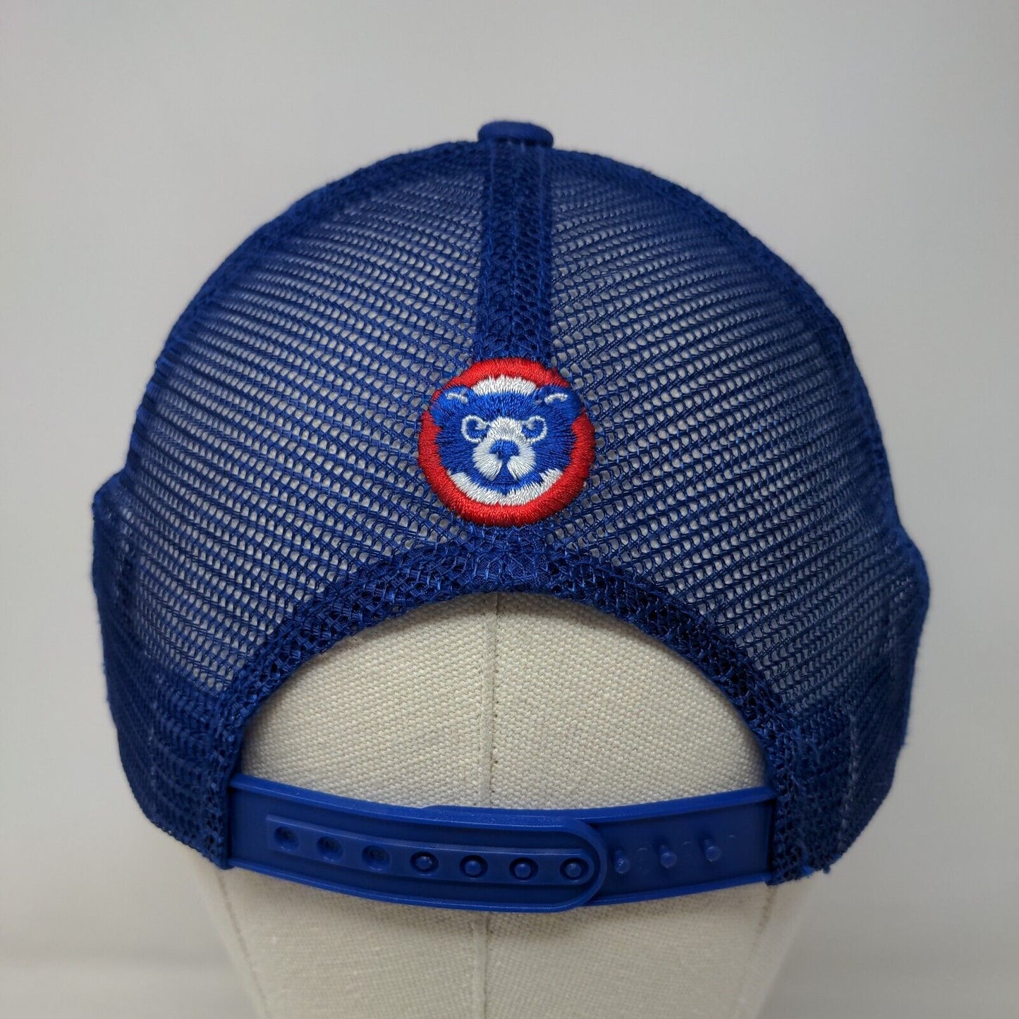 American Needle Mens Snapback Mesh Back Hat Blue Chicago Cubs Wrigley Field Logo