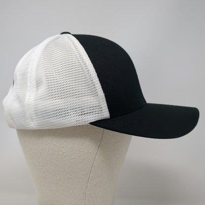 Yupoong Black Flag Band Trucker Hat White One Size Mesh Snapback Logo Graphics
