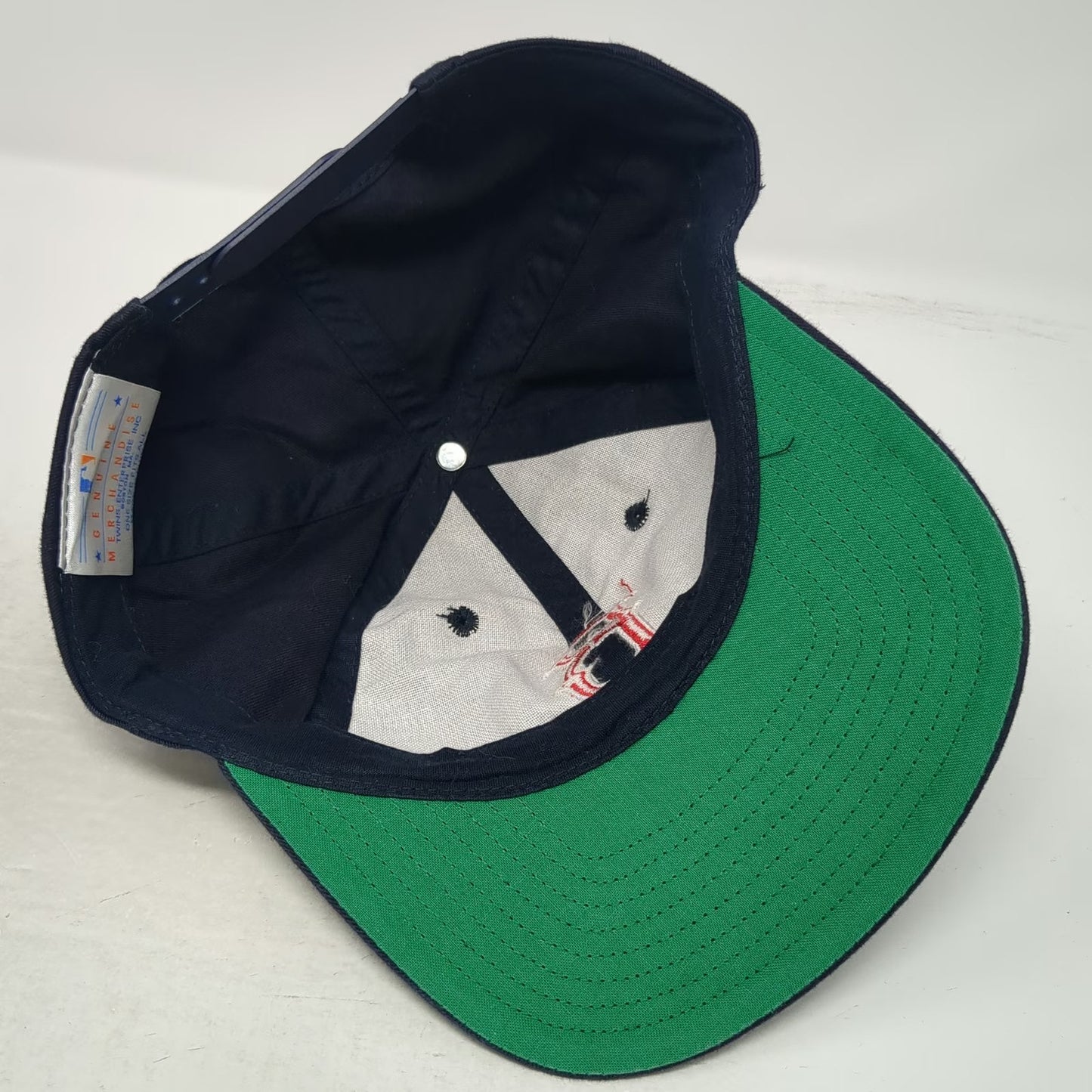 Boston Red Sox MLB Twins Enterprise Snapback Blue Hat One Size Green Underbrim